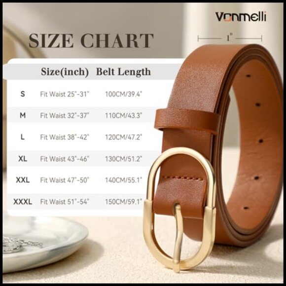 3 Pack Faux Leather Belts with Gold Buckle for Women main image 6